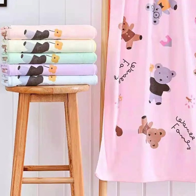 Handuk Bayi Microfiber 60X120cm 70X140cm handuk anak handuk Dewasa Motif BEAR Import Murah