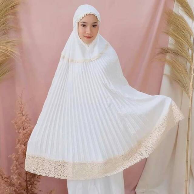 MUKENA PLISKET DEWASA KATUN RAJUT RENDA CANTIK