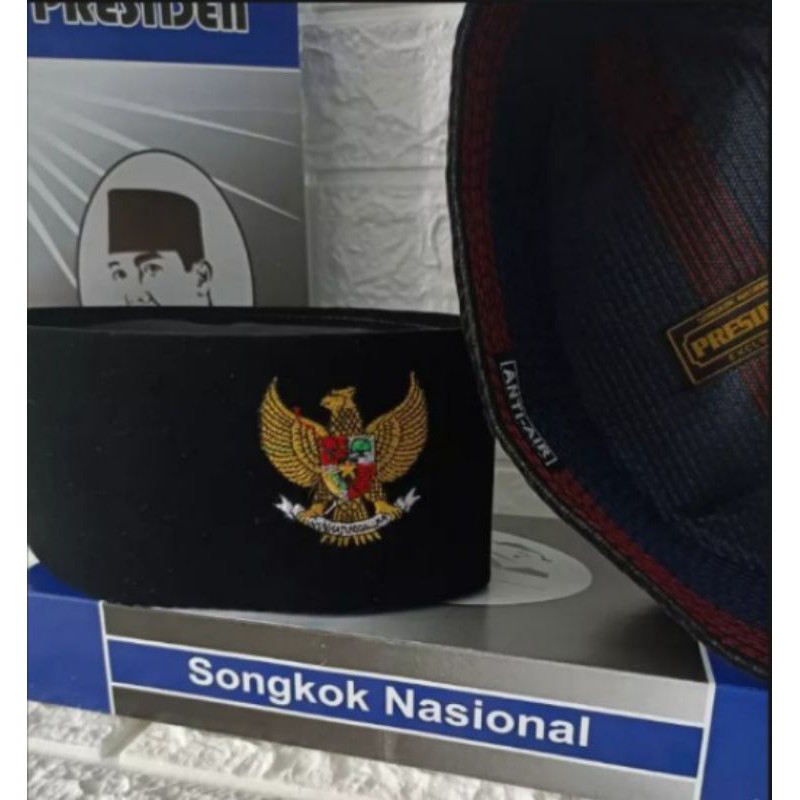 Peci Kopyah Songkok Nasional polos Logo Garuda Bordir. Peci Logo Garuda Bordir