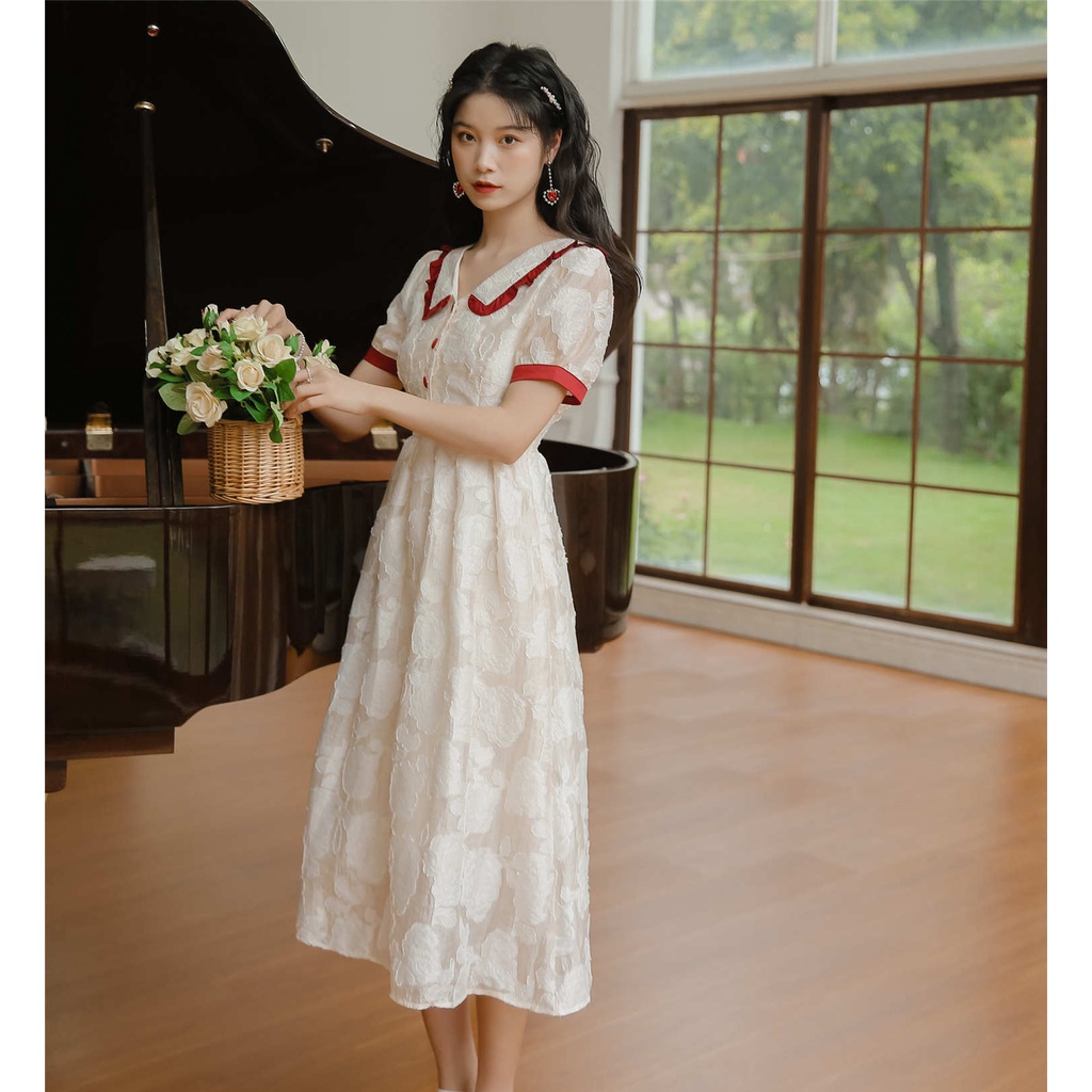 #Sisjuly# Rok Panjang Wanita French Retro Lembut Angin