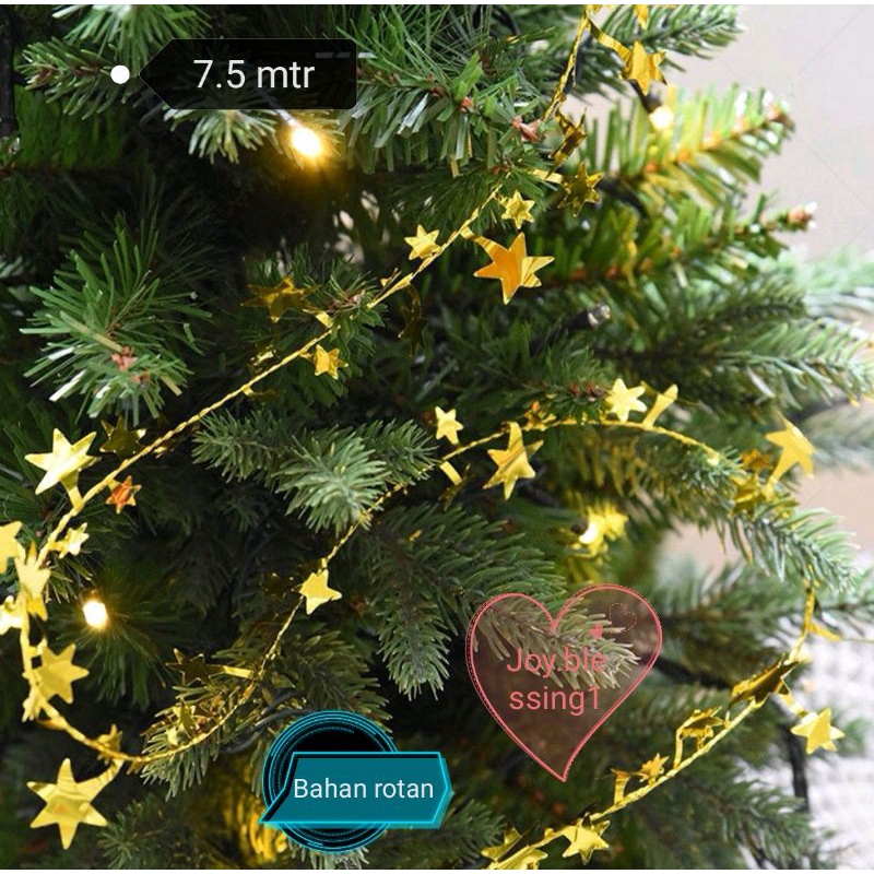 TINSEL SLINGER BINTANG ROTAN GARLAND 7.5 MTR/SLINGER KAWAT/SLINGER NATAL