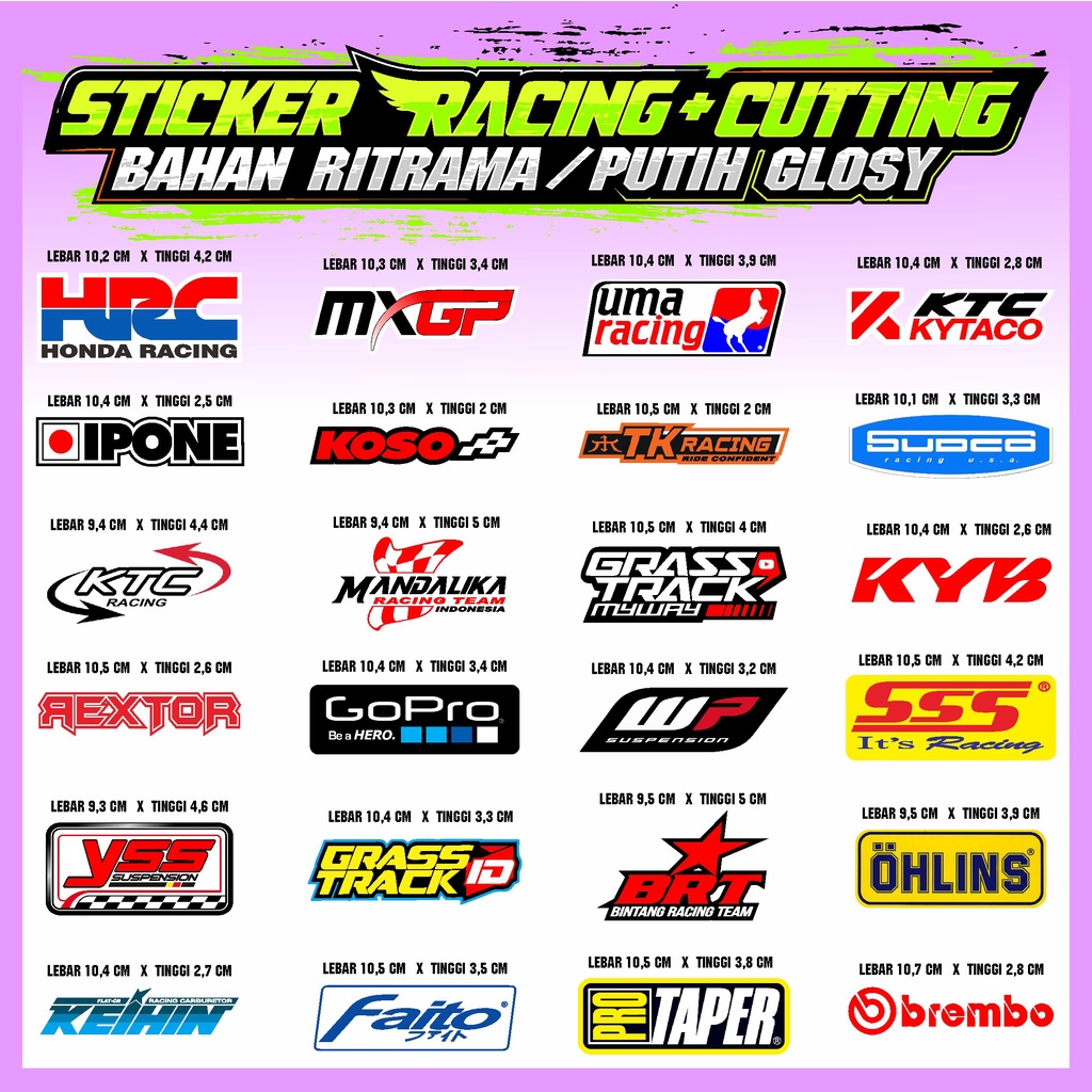 stiker racing / sticker team balap viral / sticker bengkel / sticker sponsor motor / stiker balap / 