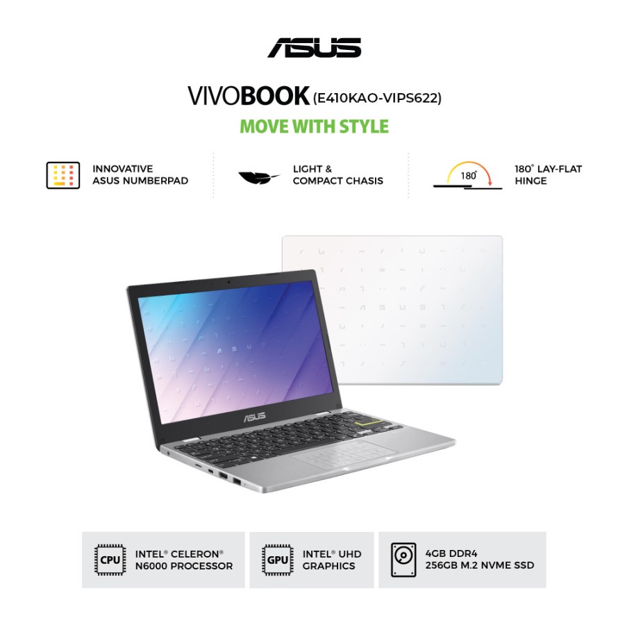 Asus E410KAO-VIPS622 /Pentium Silver N6000/4GB/256GB SSD/14″/Win 11