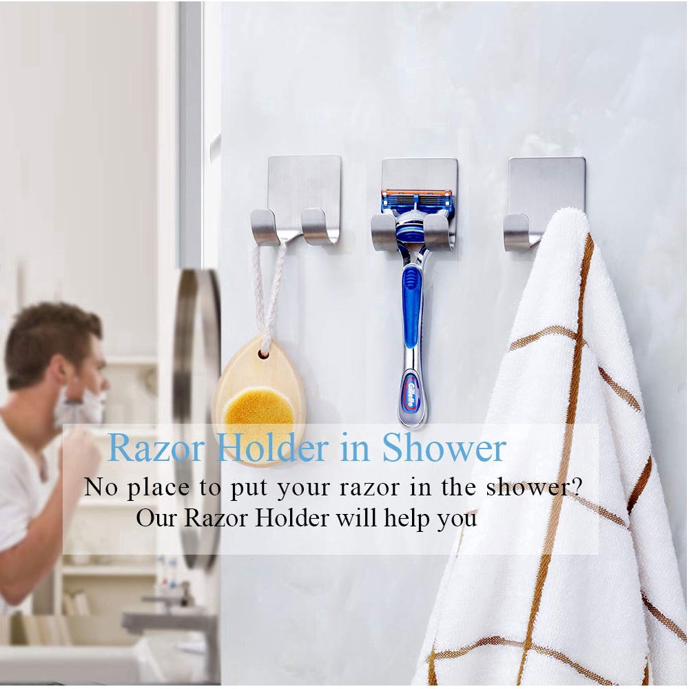 1Pc Bathroo Stainless Steel Razor Rack /  Men Shaving Shaver Razor Stand Shelf / Shaving Razor Storage Rack / Wall Hanger