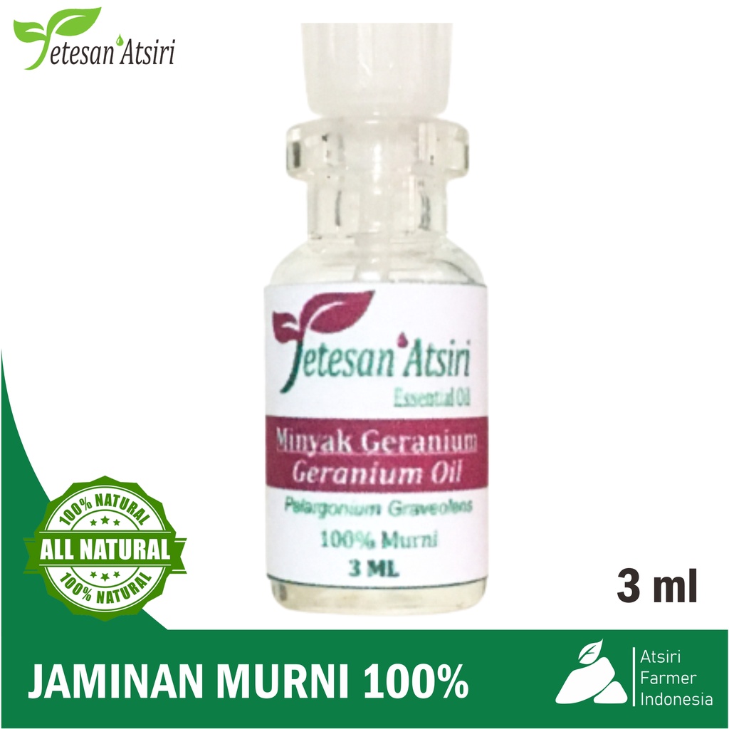 3ml minyak atsiri geranium murni tanpa campuran geranium pure essential oil aromatherapy therapeutic grade diffuser humidifier burner aromaterapi esensial essensial esential  tanpa campuran 3 ml