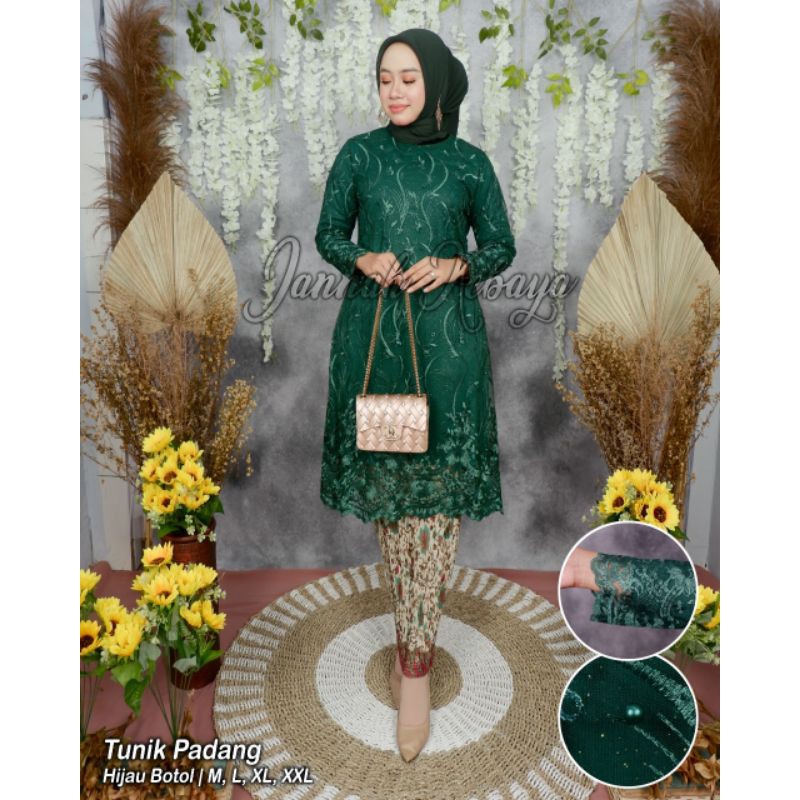 COD / SET KEBAYA MODERN / SETELAN KEBAYA MODERN / SETELAN KEBAYA BROKAT / ATASAN KEBAYA SAJA / KEBAYA BROKAT / KEBAYA BRUKAT / KEBAYA PESTA / KEBAYA WISUDA / TUNIK / TUNIK BROKAT / TUNIK TULLE-Set Hijau Botol