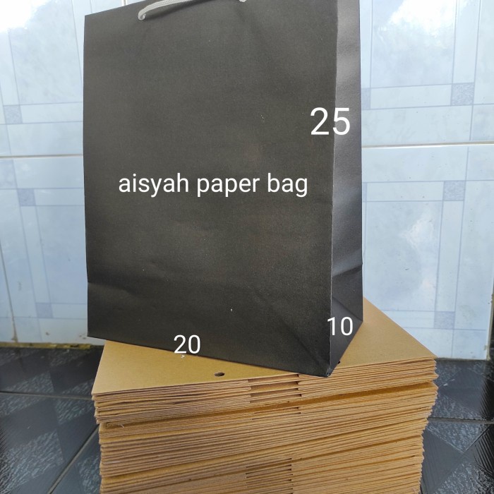 

PROMO paper bag ukuran 20*10*25/warna hitam polos