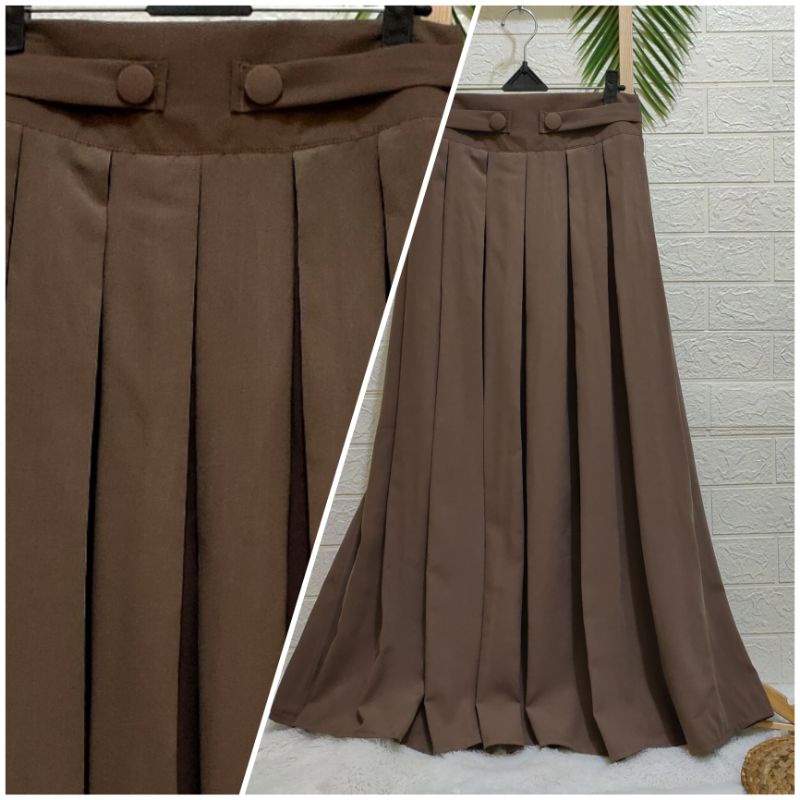 Rok rempel bahan wolfis / rok payung woolpeach / rok kerja kuliah