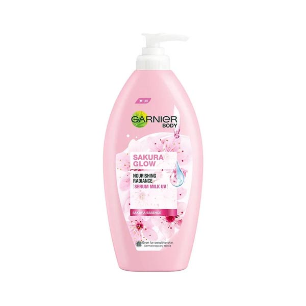 Garnier Sakura Glow Pinkish Bright Complete  Hyaluron Serum Milk UV Body Lotion Skin Care - 400 ml