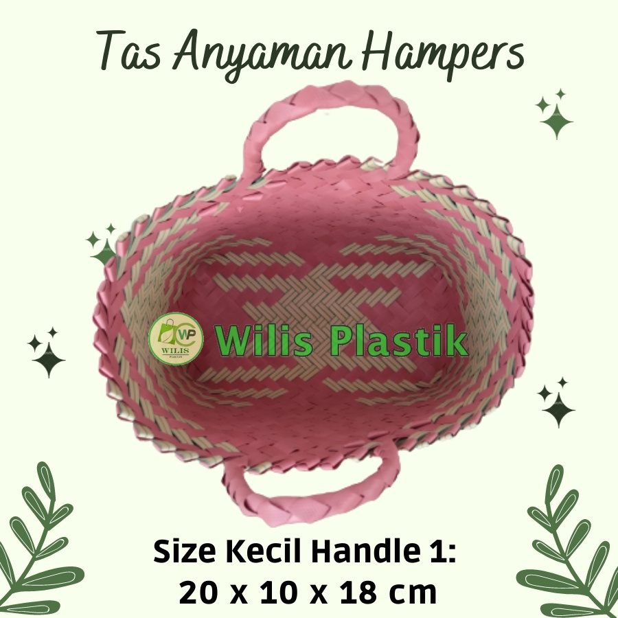 Tas Anyaman Plastik Hampers Lurik Kecil Handle 1 Tas Souvenir Keranjang Jinjing Tas Wanita Parcel Hantaran Belanja Pasar