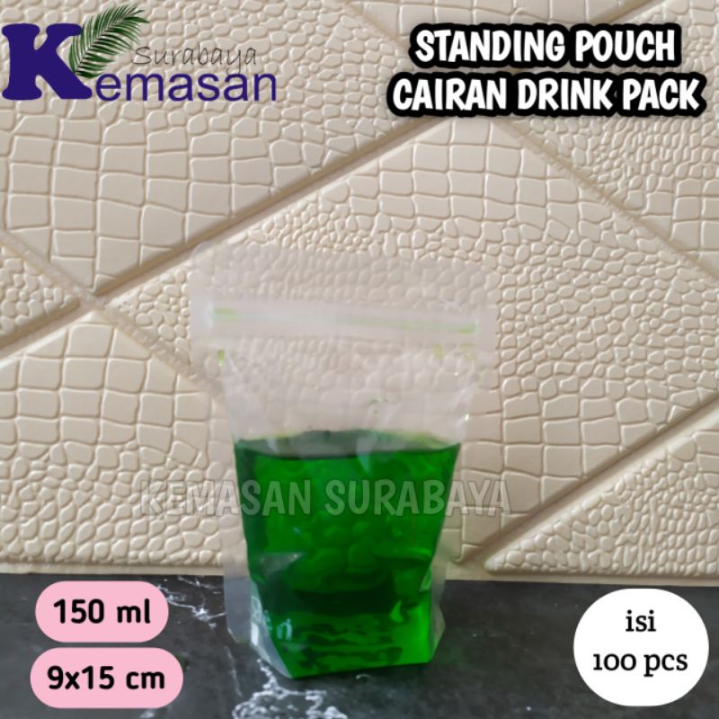 ISI 100 PCS DRINKPACK 150ml STANDING POUCH PLASTIK KLIP MINUMAN CAIRAN