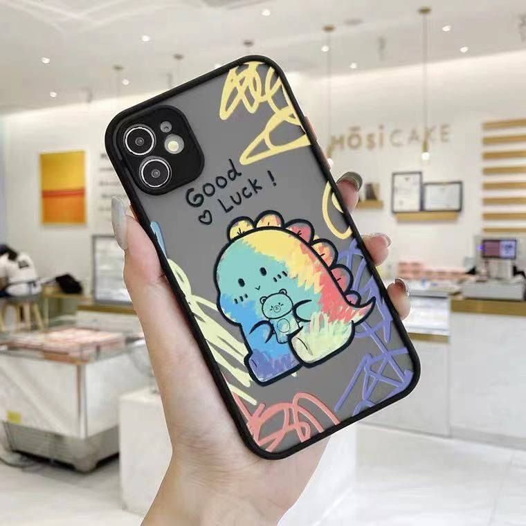 casing ponsel keras cetak berwarna dinosaurus dengan iphone 7 8 Plus X Xs Xr 12 11 Pro Max