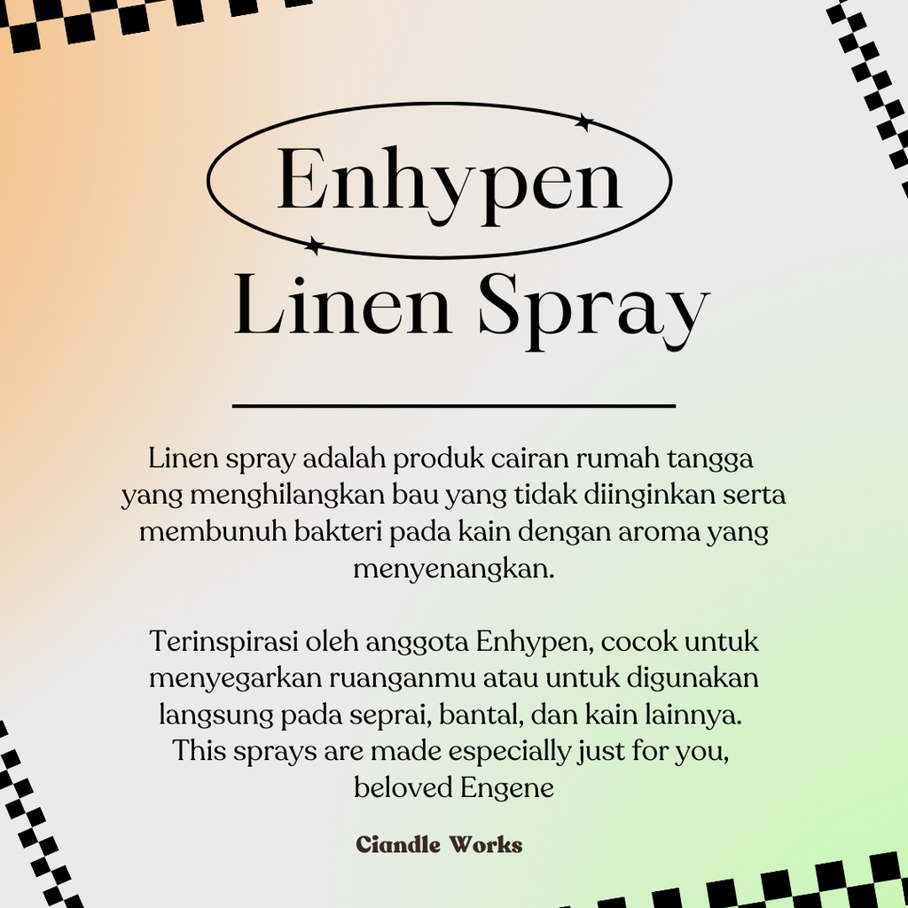 ENHYPEN Linen &amp; Room Korean Spray | Ciandle KPOP