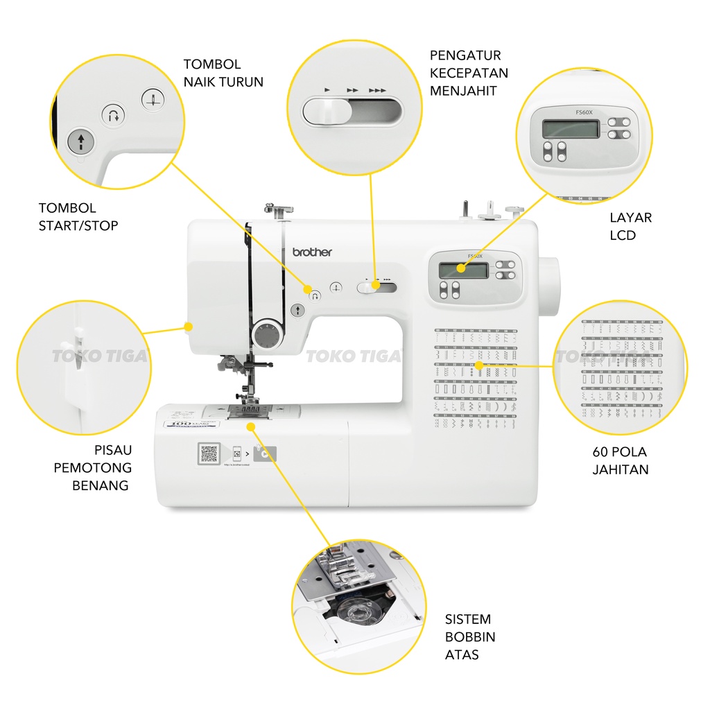 Mesin Jahit BROTHER FS60X Heavy Duty Portable Digital Computerised