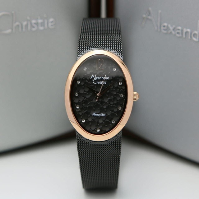 Jam Tangan Wanita/Cewek Alexandre Christie AC 2858 Rosegold Black.Original Garansi Resmi 1 Tahun