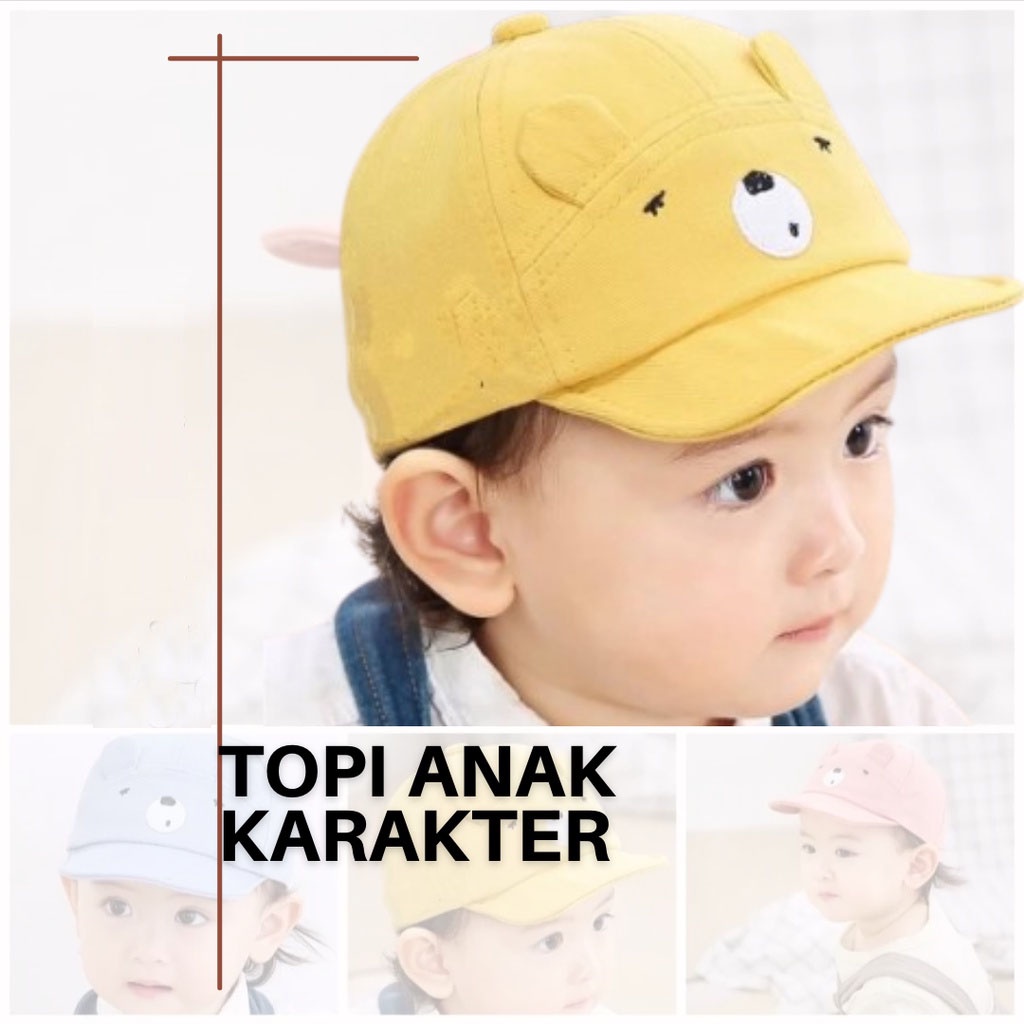 Topi Anak Beruang / Topi bayi motif bear / Bordir Nama Anak Custom