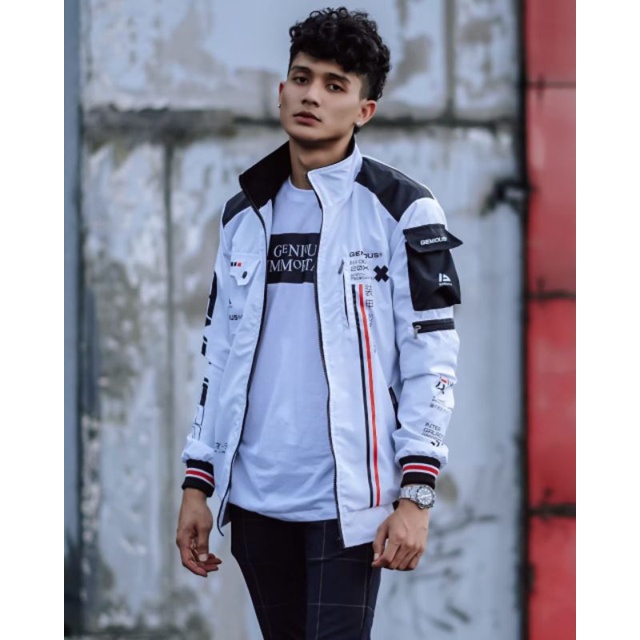 Jaket bomber kerah pria printing