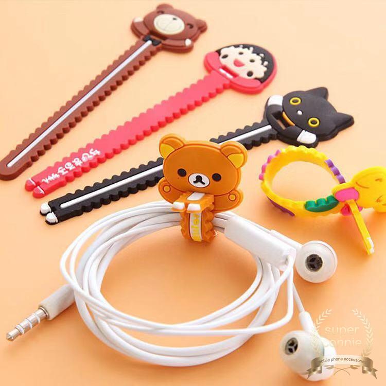 Klip Organizer Kabel Earphone / Charger Bentuk Kartun Lucu Bahan Silikon