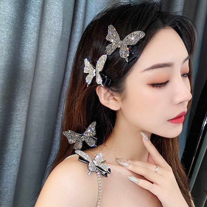 Butterfly Jepit Rambut Bentuk Kupu-Kupu Aksen Berlian Imitasi Untuk Wanita