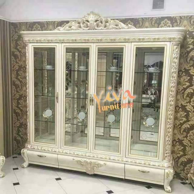Bufet pajangan mewah duco putih.mebel jepara