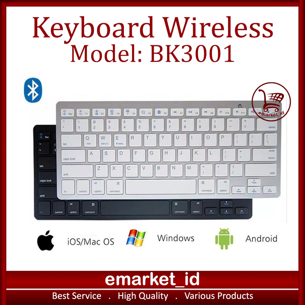 Jual Keyboard Wireless Bluetooth BK3001 / Portable Slim Thin Design