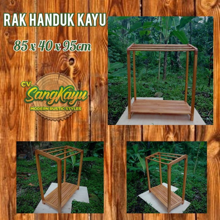 rak handuk kayu towel holder 85x40x95 cm handuk selimut sepatu jemuran