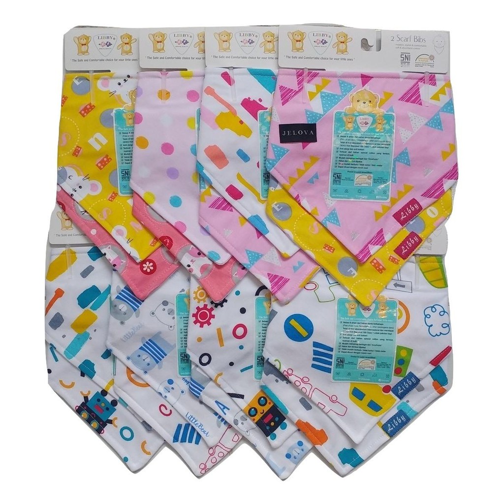 Libby Bib Segitiga - Slaber Bayi Merk Libby isi 2pcs - Bib Segitiga Scarf Bayi