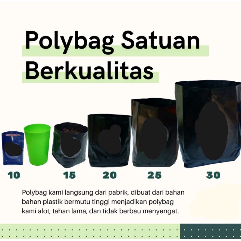 1 Polybag Tanaman Polibag Tebal Kecil Sedang 15x15 20x20 25x25 30x30 10x12 Pot Plastik Polibek Bunga
