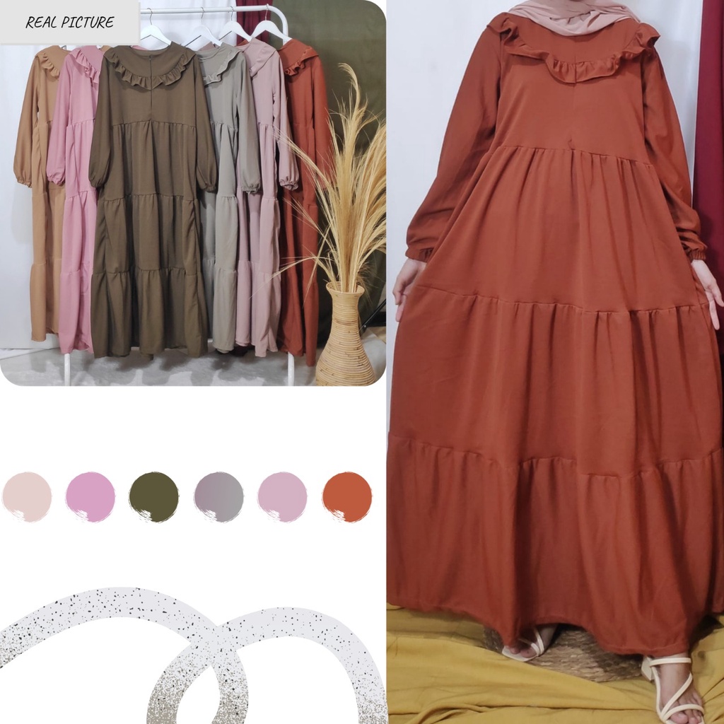 Dailythings Gamis BUSUI Rempel Wanita Jihane Ukuran Fit L sampai XL  Lingkar Dada 105cm Panjang 130cm