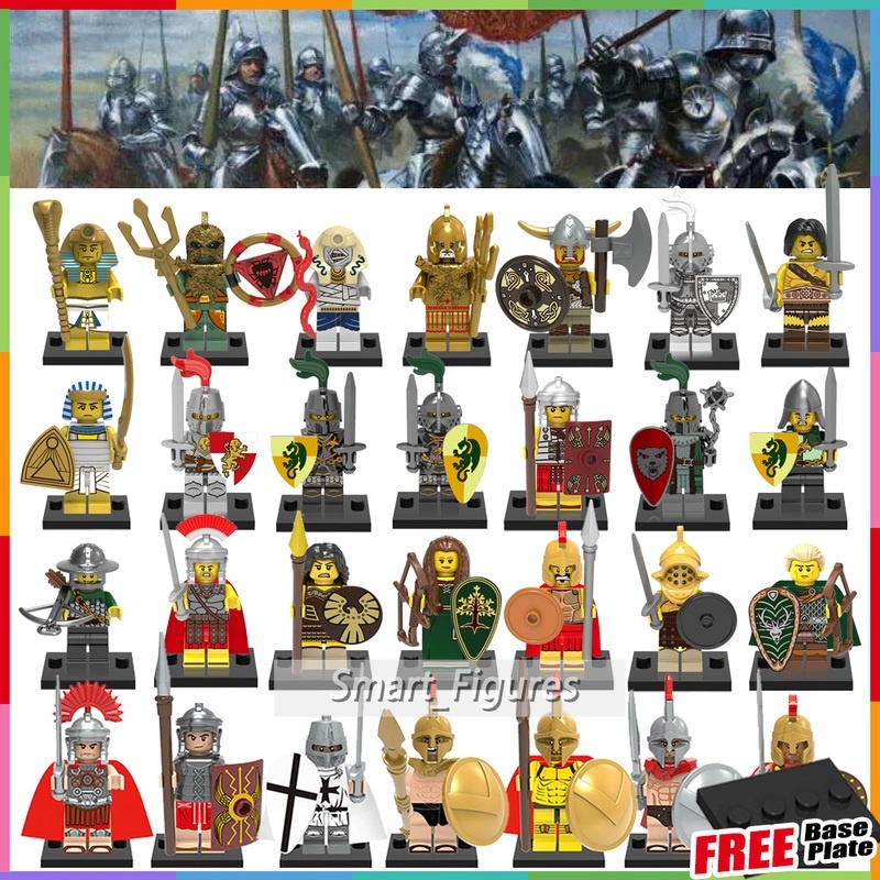 Mainan Action Figure Minifigures Abad Pertengahan Kuno Mesir Roman Warrior Mummy Atlantis Gladiatus