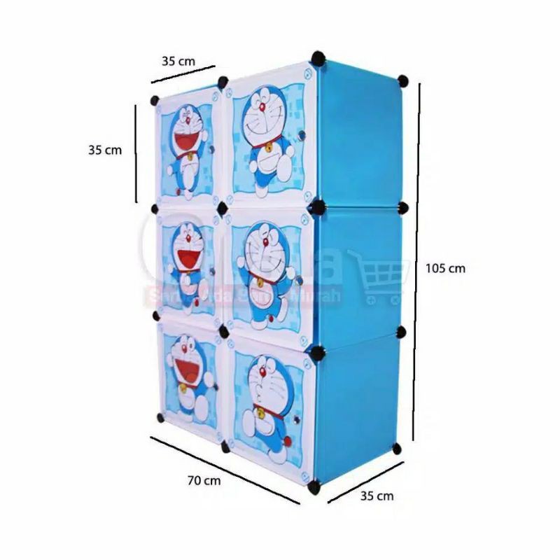 lemari karakter 6 pintu