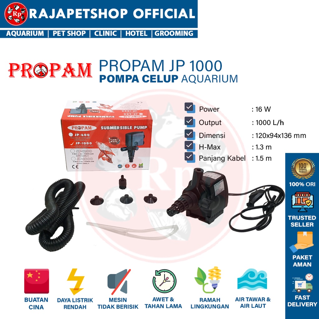 ( POMPA AIR ) SUNSUN PROPAM JP 1000 SUBMERSIBLE WATER PUMP POWERHEAD CELUP HIDROPONIK AQUARIUM