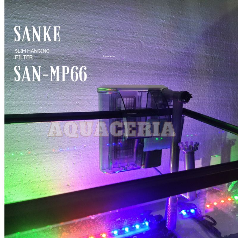 Filter Gantung Aquarium 40-60Cm SANKE SAN-MP66 Slim Hanging&amp;Skimer Filter 6W 580L/H