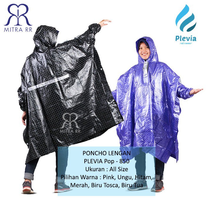 Jas Hujan Ponco Plevia 850 Pop Poncho Polkadot Motor Unisex