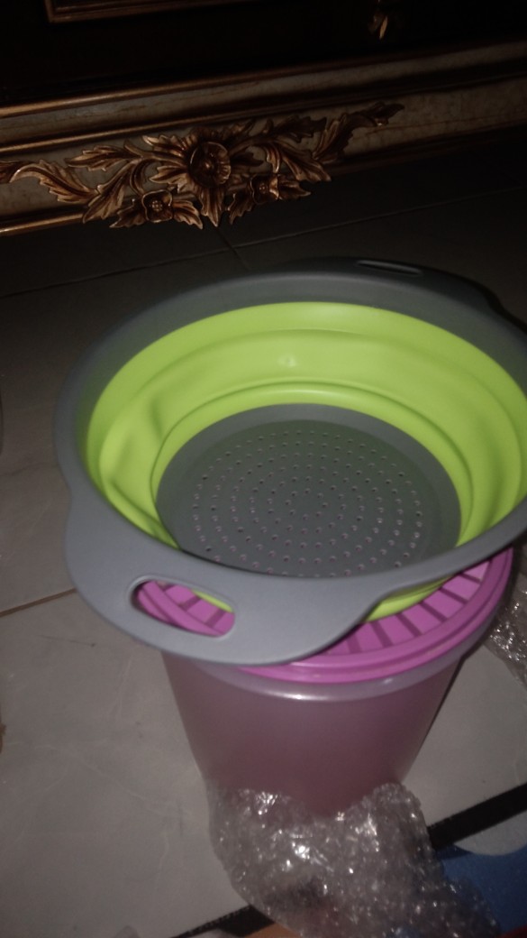 Hdp25 Baskom Lipat Tempat Cuci & Peniris Beras, Buah Dan Sayuran Foldable Elastis Minimalis