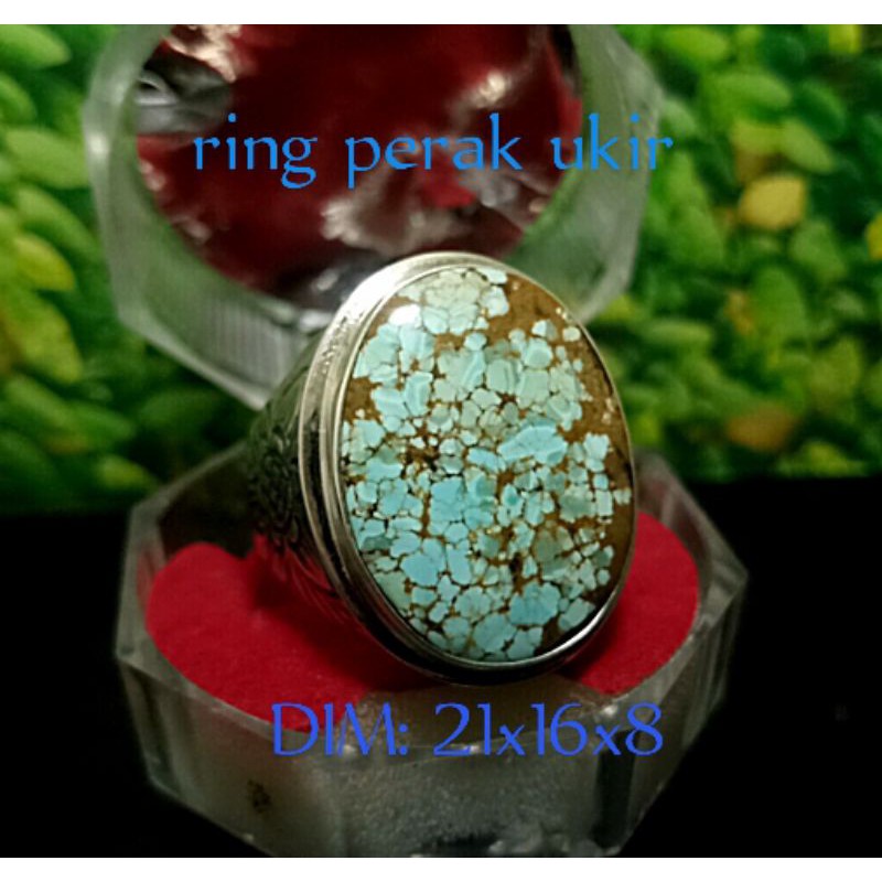 batu pirus persia ceplok lawasan ring perak
