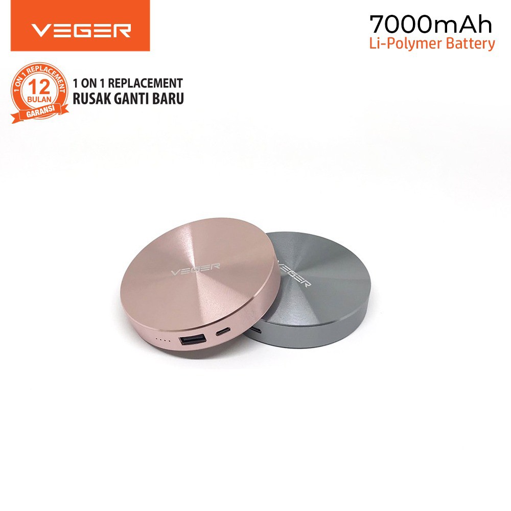 Power Bank Veger Ultimate V70 Metal 7.000mAh Original Garansi 12 Bulan