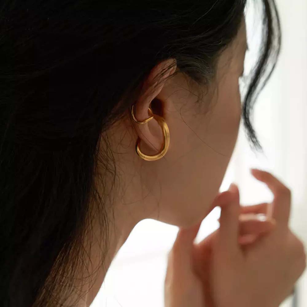 Anting Klip Bentuk Geometris Tidak Teratur Bahan Logam Warna-Warni Gaya Perancis Untuk Wanita