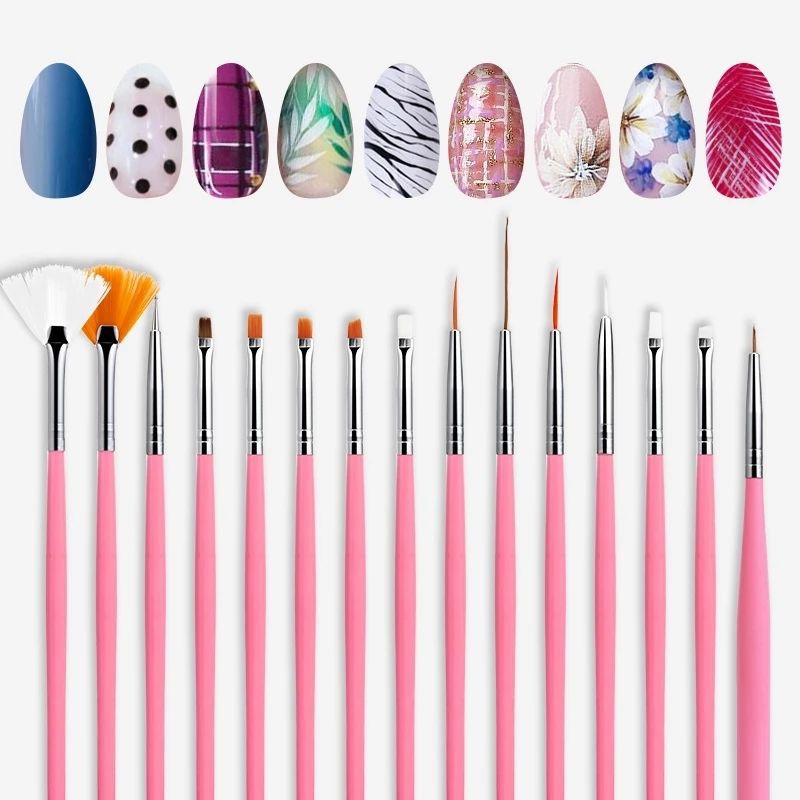 Rosalind Brush Set 15 pcs Kuas Nail Art Penghias Kuku Bagus Murah