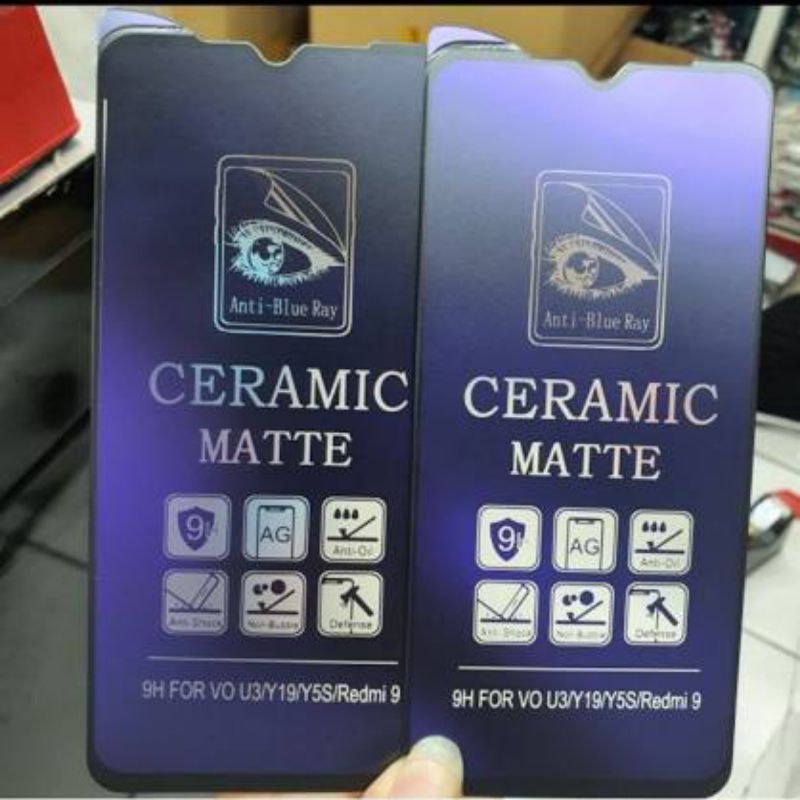 TAMPRED GLAS CARAMIC BLUE ANTI PECAH HP VIVO Y19/Y20/30/Y50/Y51/Y12S