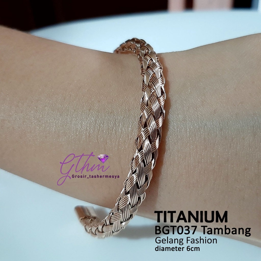 Gelang Tambang Wanita Titanium Gold Rosegold Perhiasan Import Premium Anti Karat Anti Luntur BGT037 Gthm