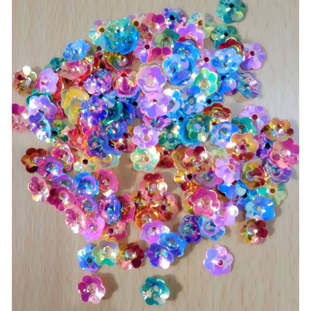 Payet sequin AB , ramboci bunga sakura , payet bunga sakura , payet piring , ramboci piring
