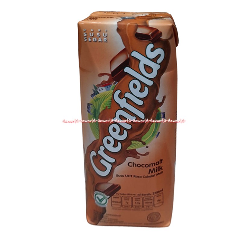 Greenfields 250ml Full Cream Milk Choco Malt Full Cream Milk Susu UHT Coklat Putih Green Fields Field Susu Segar