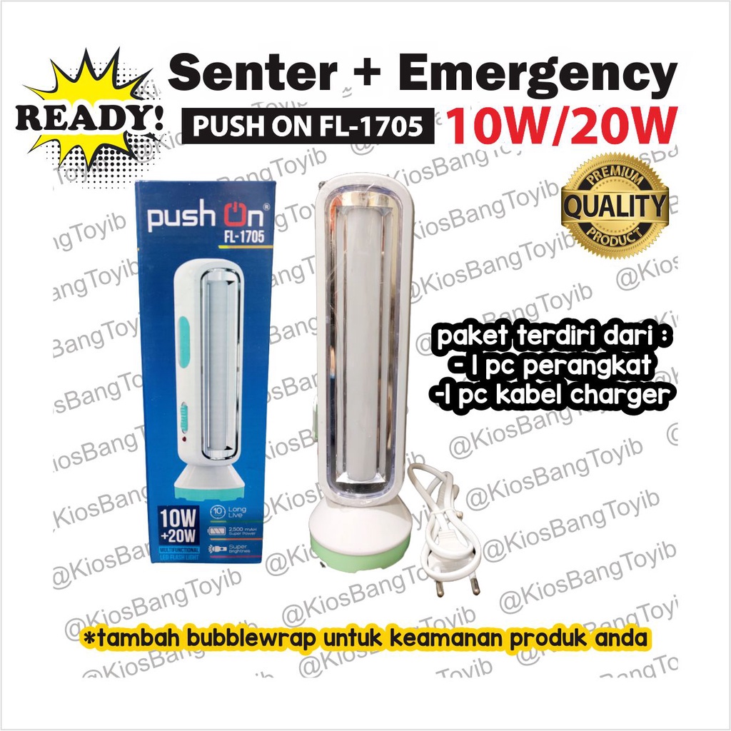 Senter LED 10W + Lampu Emergency 20W Charger (PUSH ON FL-1705)