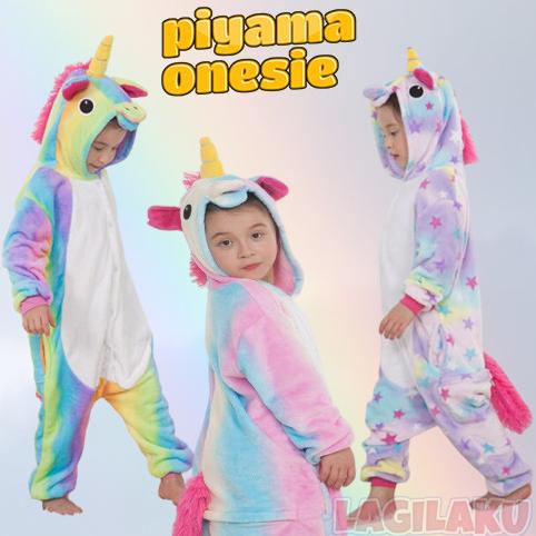 Baju Tidur Anak Piyama Onesie Cosplay Kostum Unicorn Kuda Poni Olaf