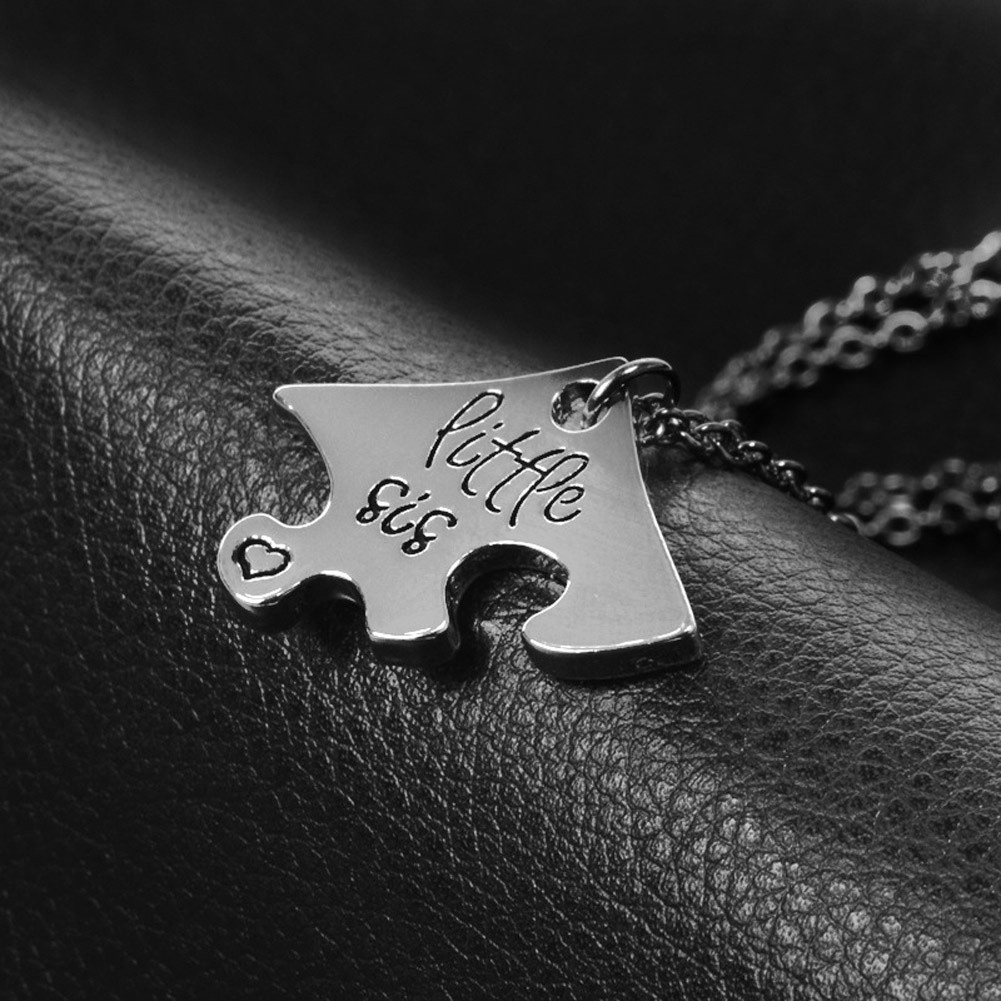 Korea Style Personalized Alloy  Little Middle Big Sister Puzzle Love Necklace