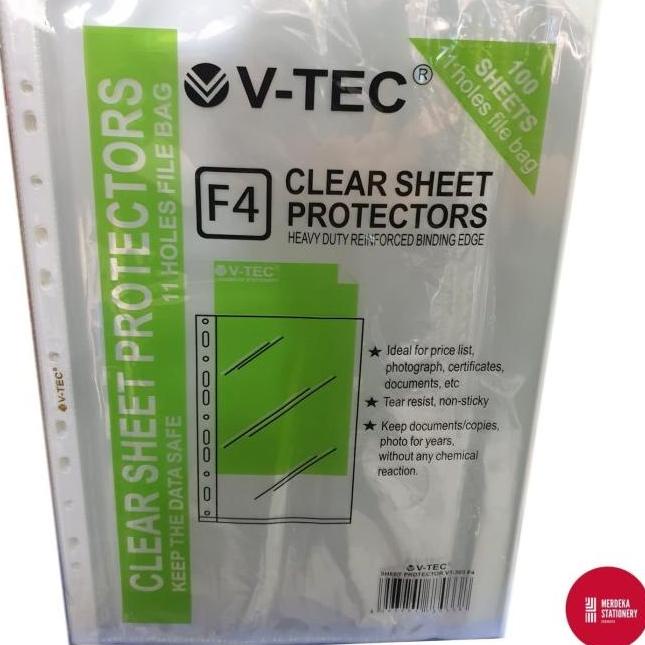 

Stok terbatas!.. Clear Sheet Protector V-Tec F4 11 Holes/Lubang File Bag 100 Lembar Best Produk