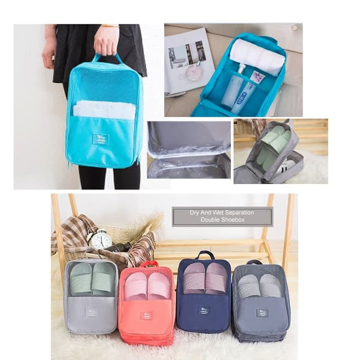 Tas Sepatu Portabel Basah Dan Kering Shoe Bag 2 Layer Doky