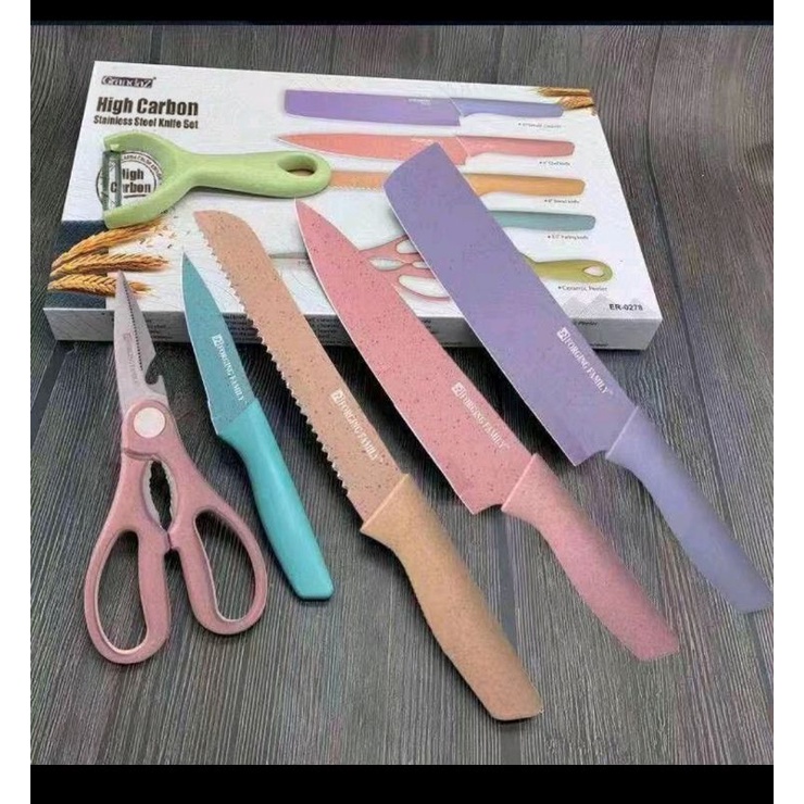 Pisau Dapur Set isi 6pcs 1138-Kitchen Knife Set Multicolor