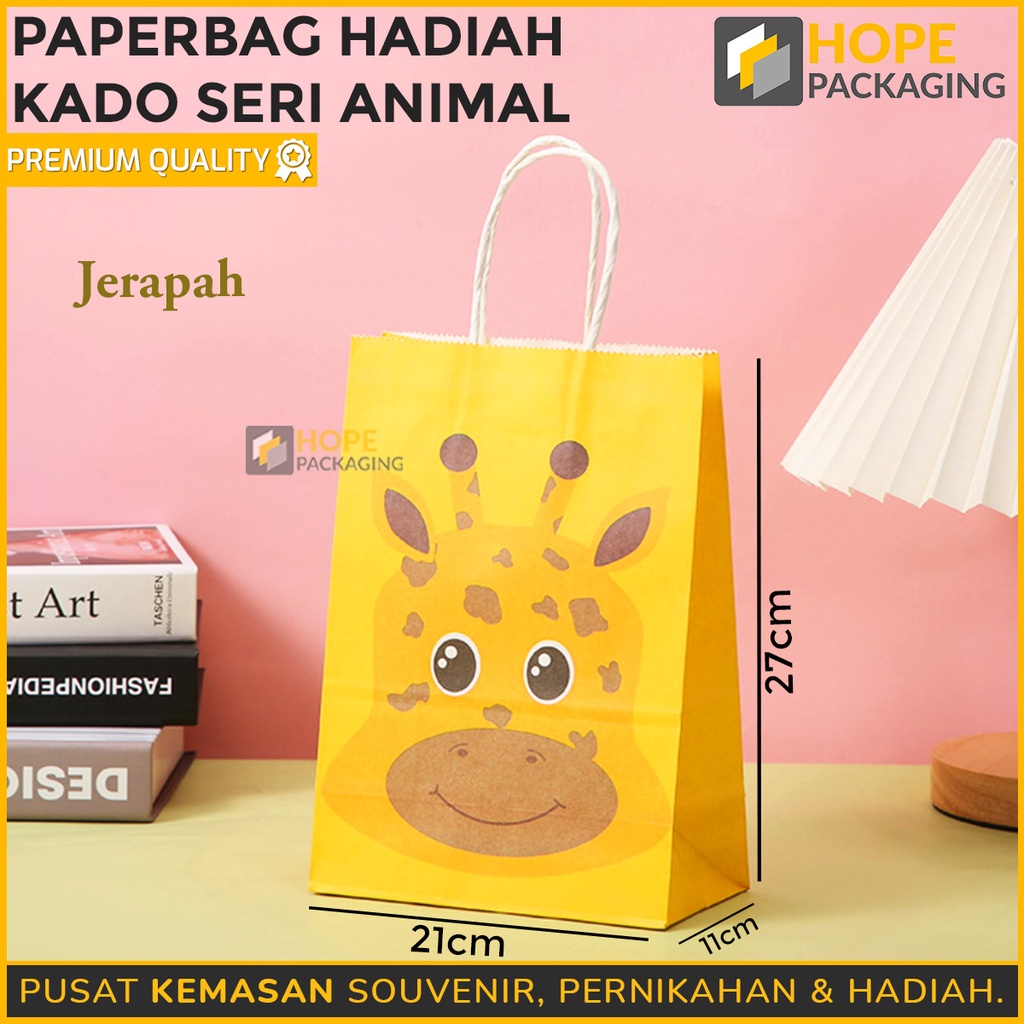 [ 3 PCS ] Paper Bag Kertas souvenir Animal 27 x 21 x 11 cm Hadiah Happy birthday / paperbag Kado Ulang Tahun Gift Bag Animal